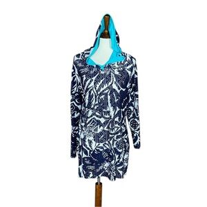 Title Nine tropical print swimsuit coverup with hood Size Large